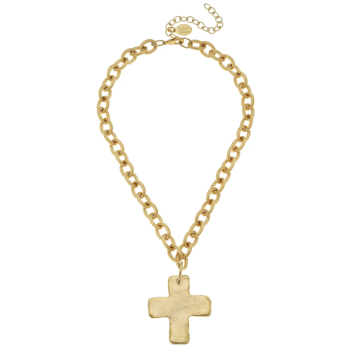 15" Handcast Gold Cross Necklace