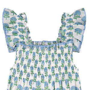 Leila Aqua Floral Block Print Romper