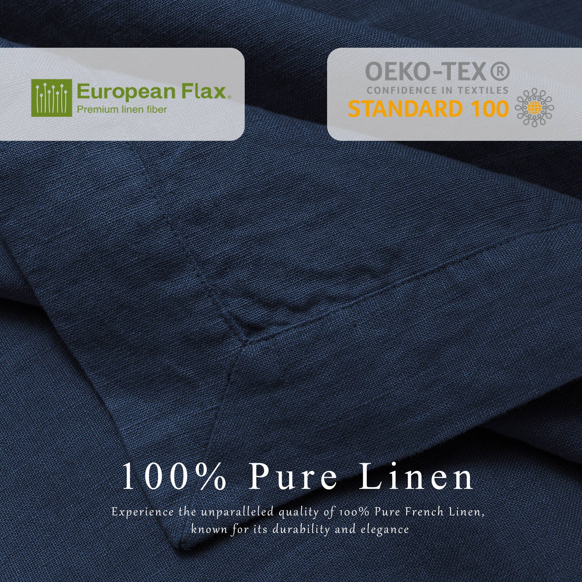 100% Linen Napkins (Set of 4) - 20'' x 20'' - Navy