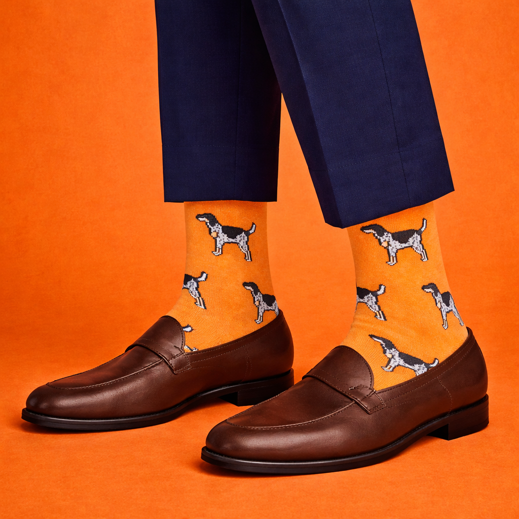 Orange Coonhound Socks