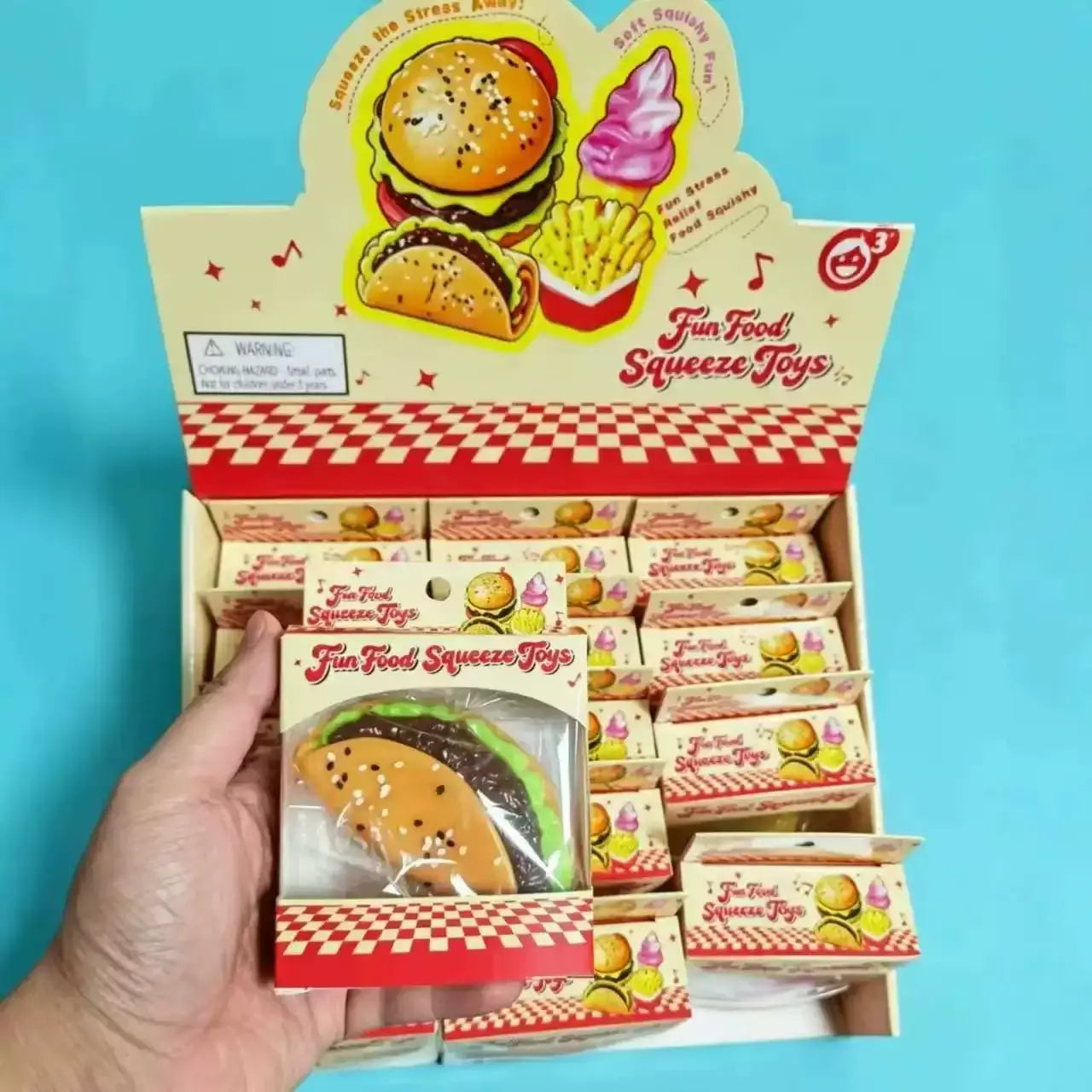 Realistic Burger and Fries Squishy Stress Relief Toy