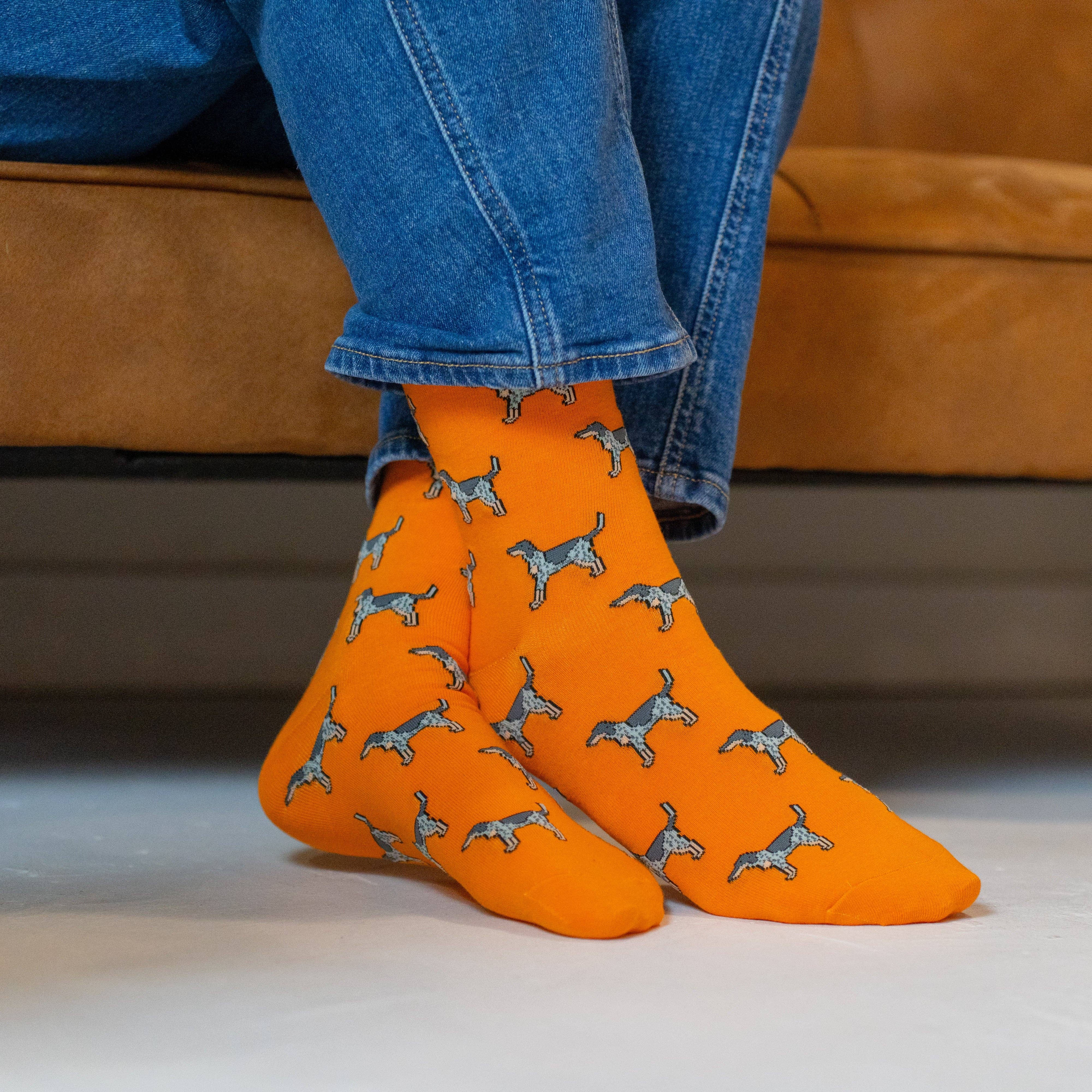 Orange Coonhound Socks
