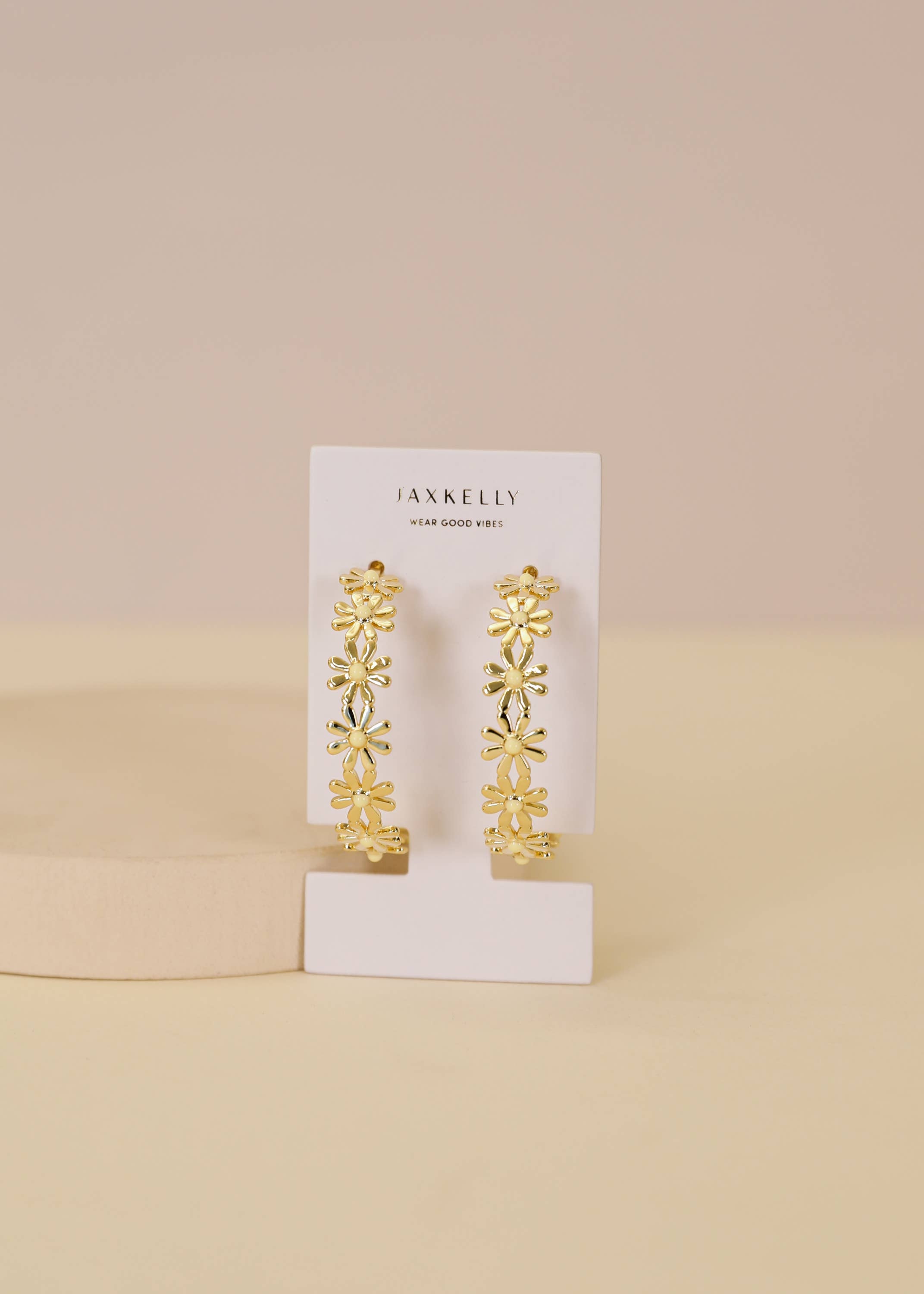 Daisy Chain Hoop Earrings - Enamel and Gold