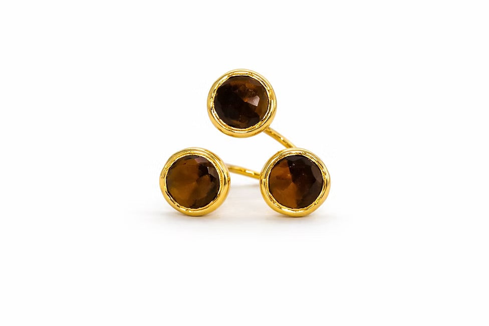 Tigers Eye Triple Stone Ring