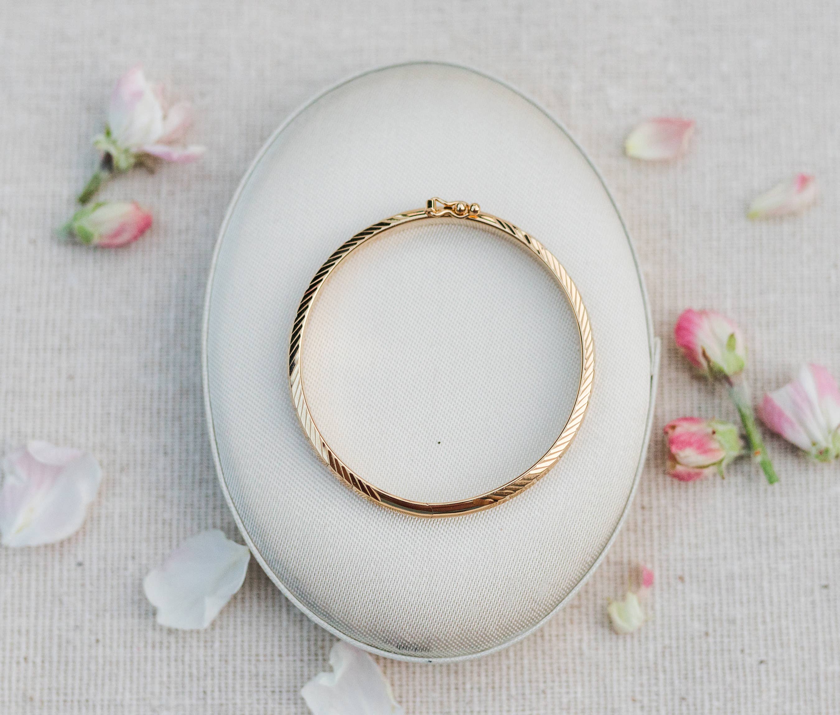 14K Gold-Plated Etched Baby Bangle for Kids Gift for Girls