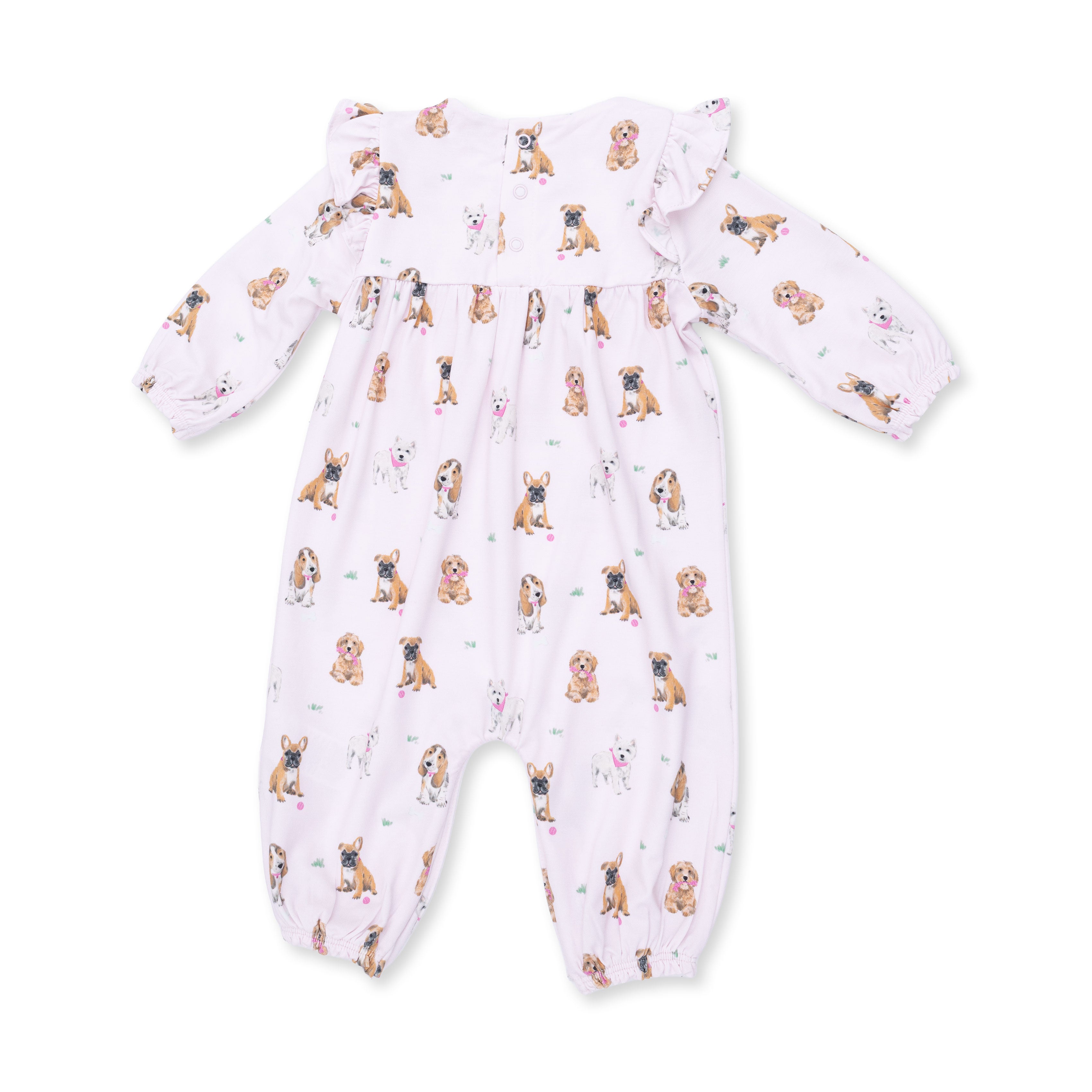 Angel Dear | Bestie Dogs Pink Ruffle Sleeve Snap Romper