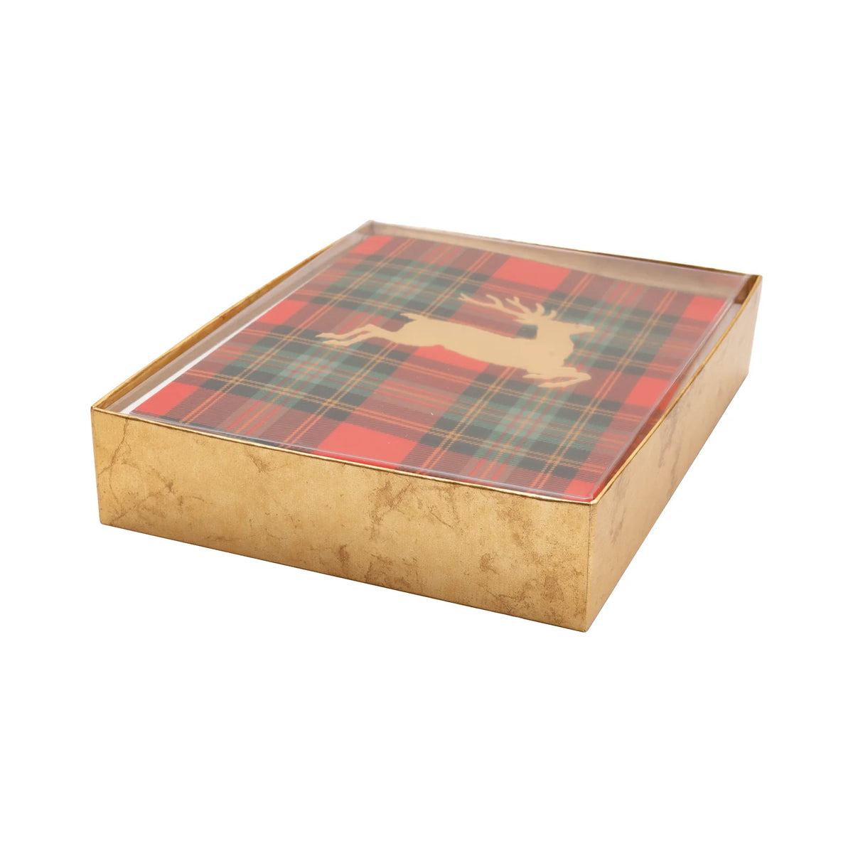 Reindeer Tartan Foil Classic Boxed Christmas Cards