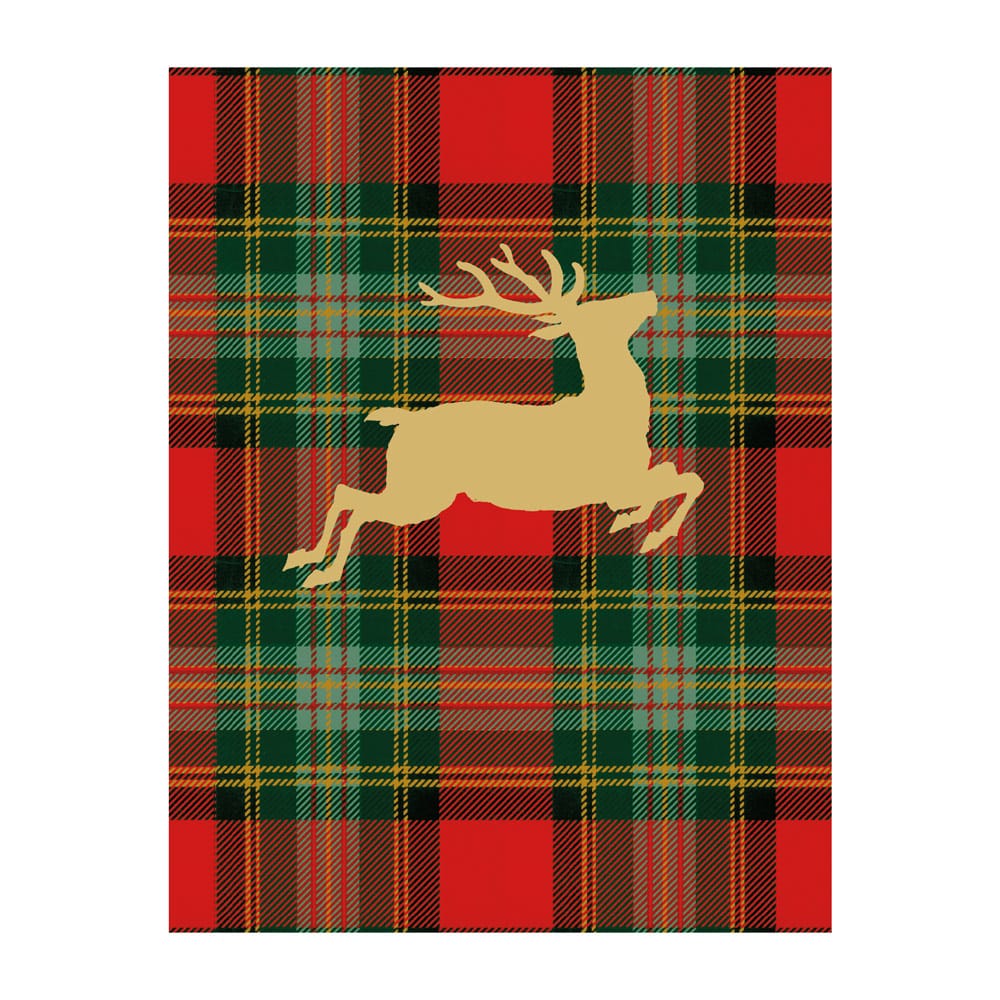 Reindeer Tartan Foil Classic Boxed Christmas Cards