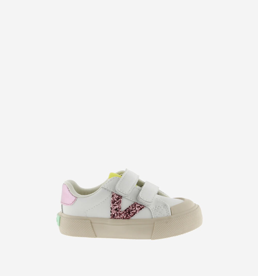 VICTORIA | Petalo Leather Velcro Strap Sneaker with Glitter V