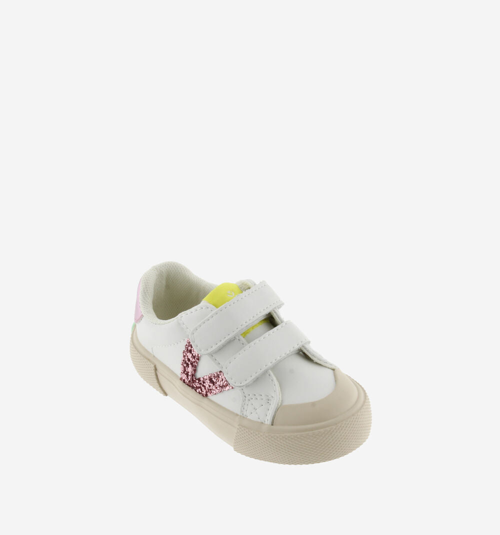 VICTORIA | Petalo Leather Velcro Strap Sneaker with Glitter V