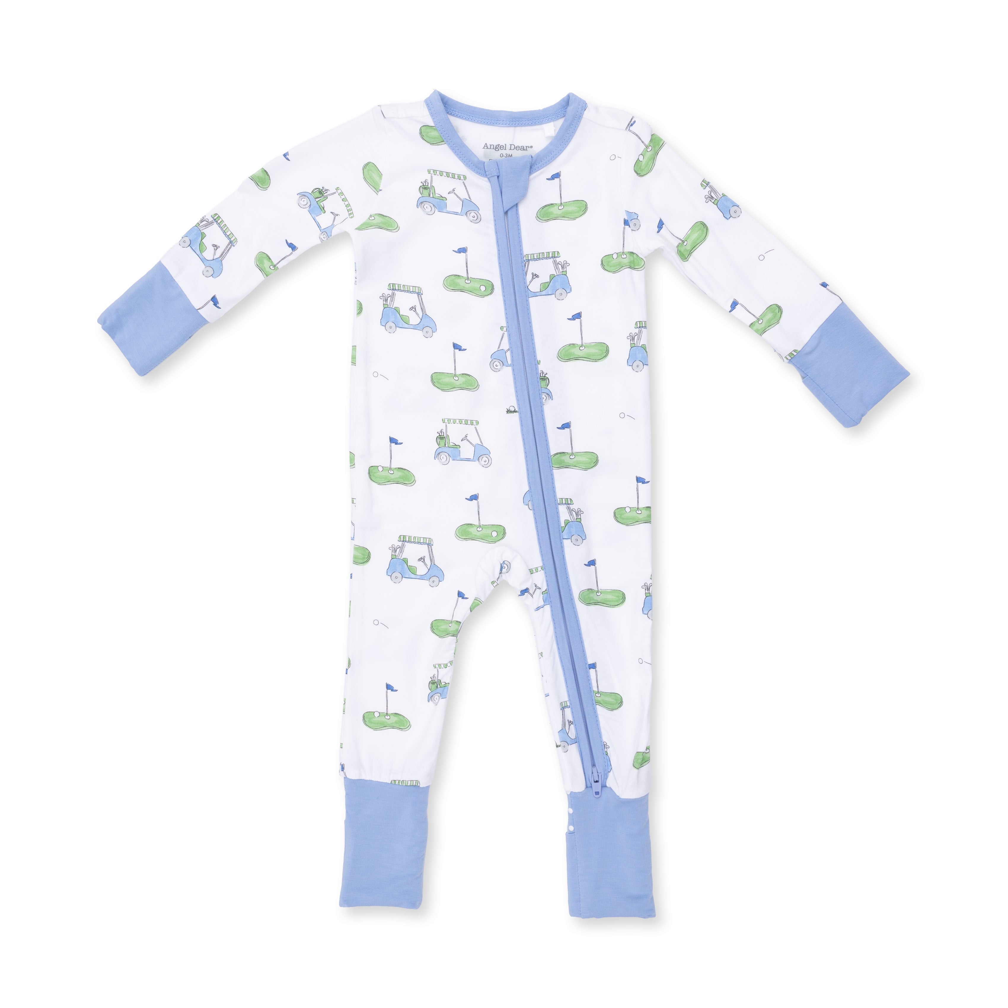 Angel Dear | Golf Carts Blue 2 Way Zipper Footie