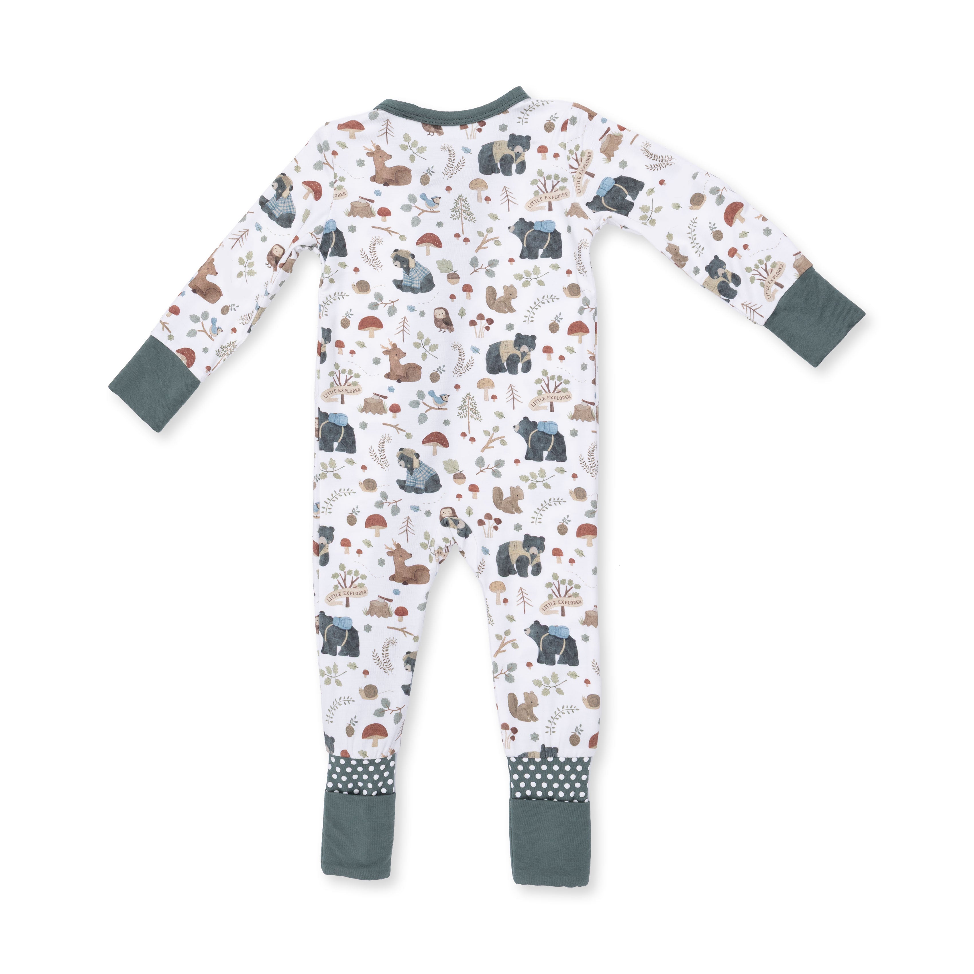 Angel Dear | Southern Woodland Animals Green 2 Way Zipper Footie