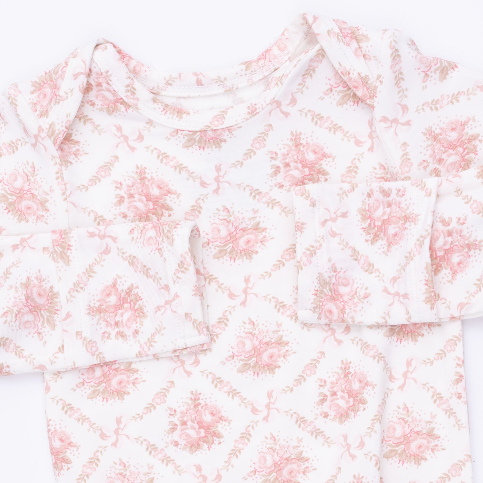 Rose Bow Lattice Knotted Gown Set