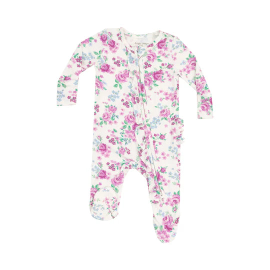 Angel Dear | Cute Little Roses 2 Way Ruffle Zipper Footie