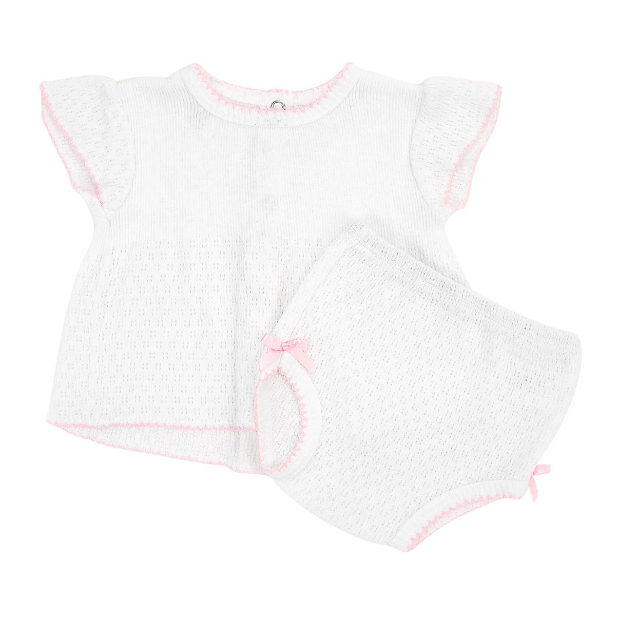 2 Piece Flutter Sleeve Diaper Set- Pink