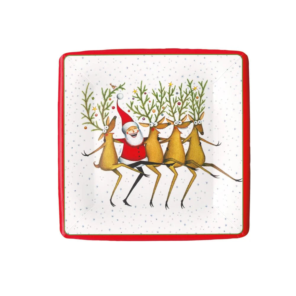 Caspari | Santa's Kickettes Dessert Plates