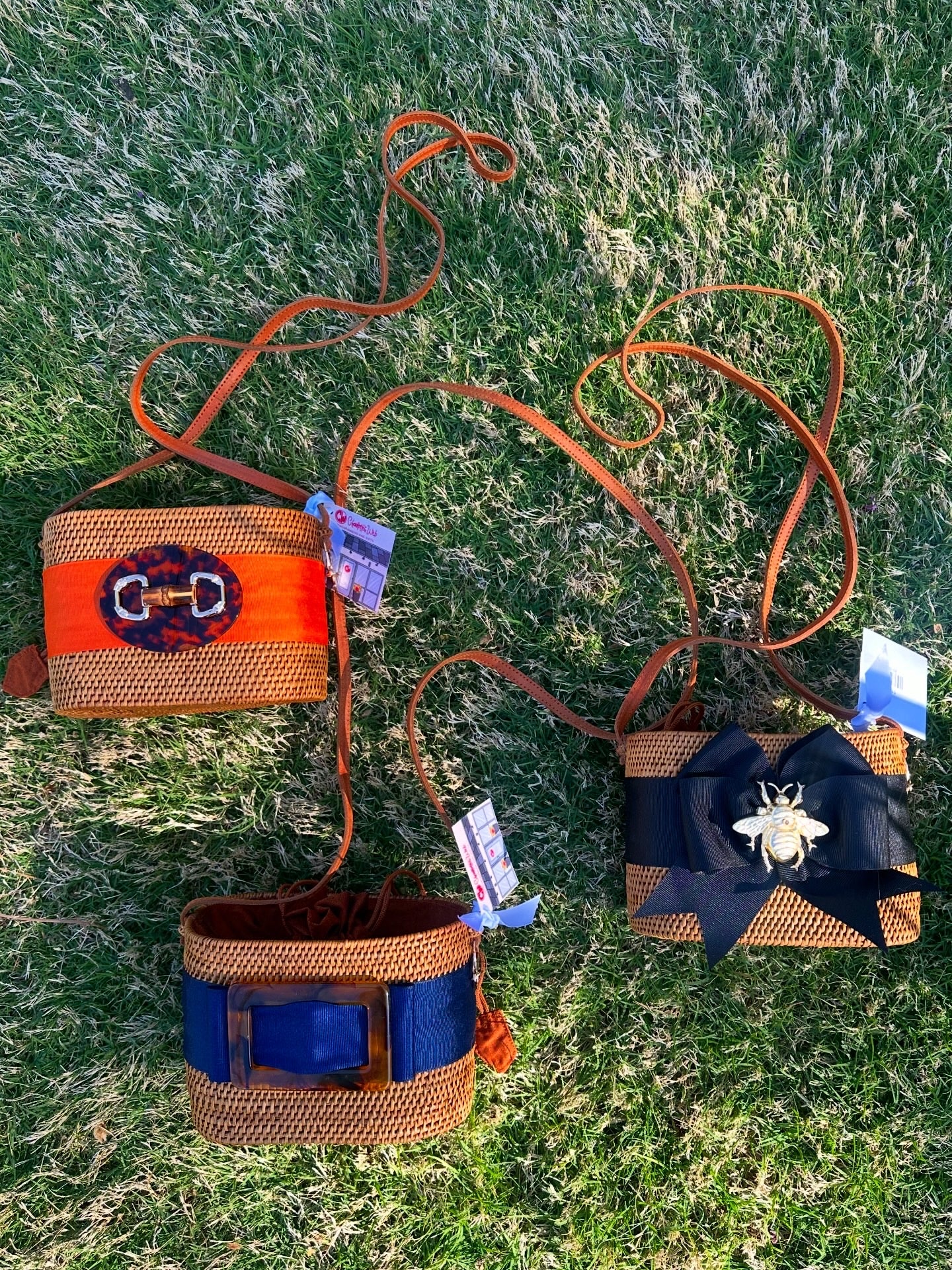 Charlotte Bag - Black Fluffy Bow with Gold Bee