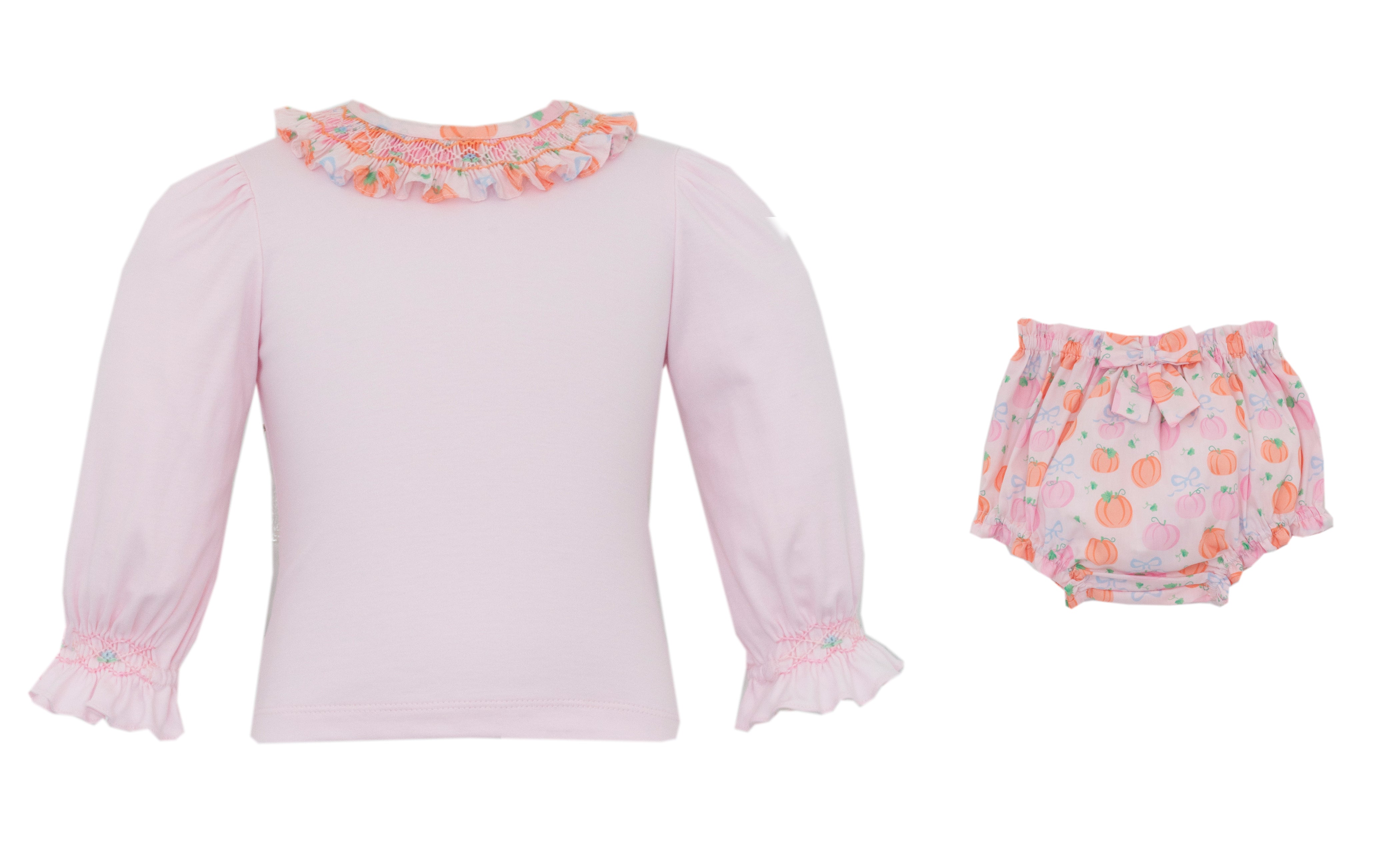 Pumpkin Bloomer Set with Smocked Collar
