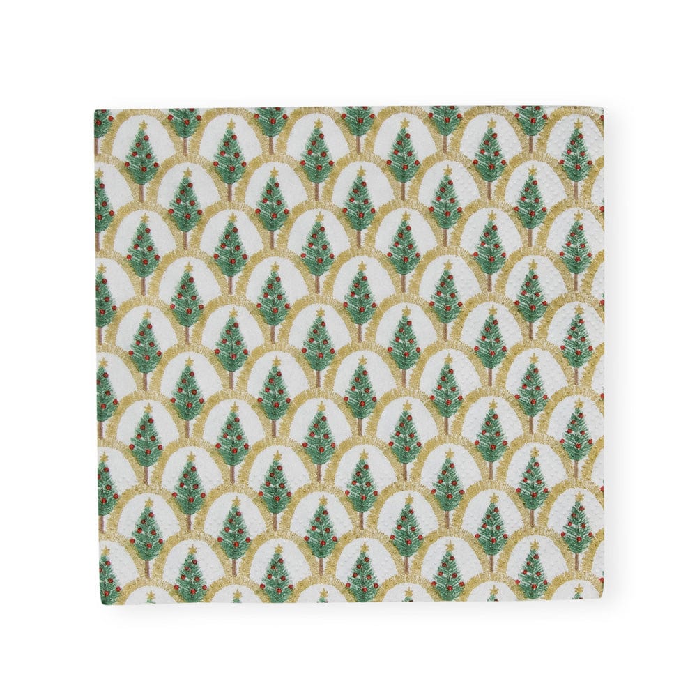 Caspari | Deco Christmas Gold Cocktail Napkin