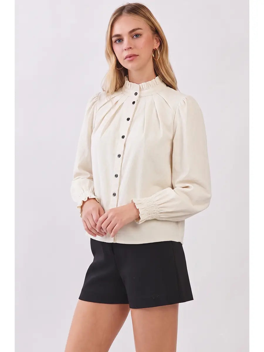 Morgan Corduroy Ruffled Top