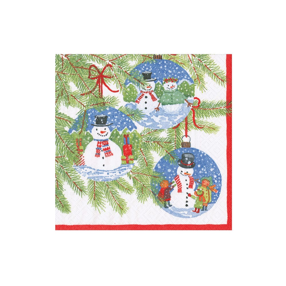 SNOWMAN ORNAMENTS COCKTAIL NAPKINS W/ GIFT BOX