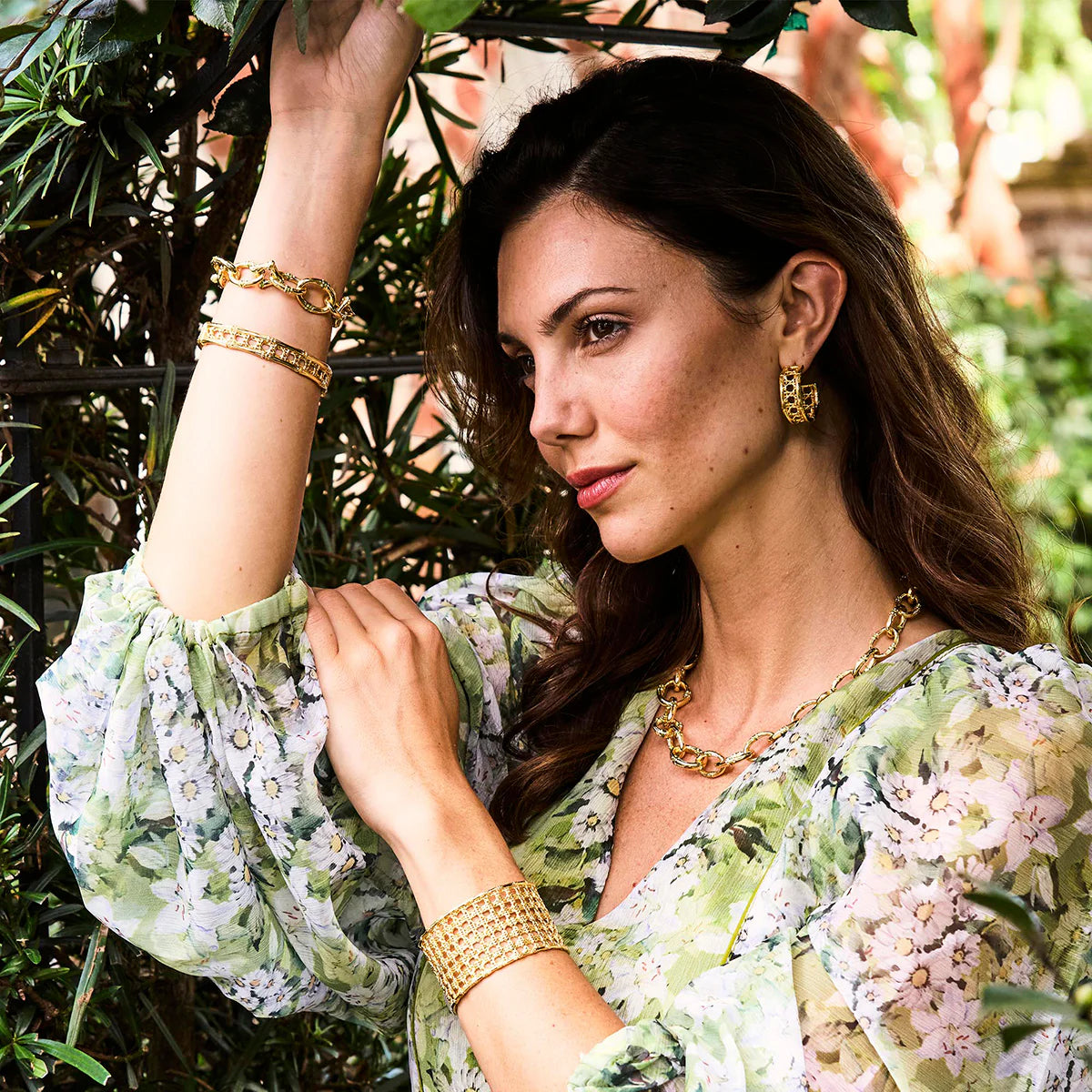 Bangkok Green Bamboo Link Bracelet, 7.25in