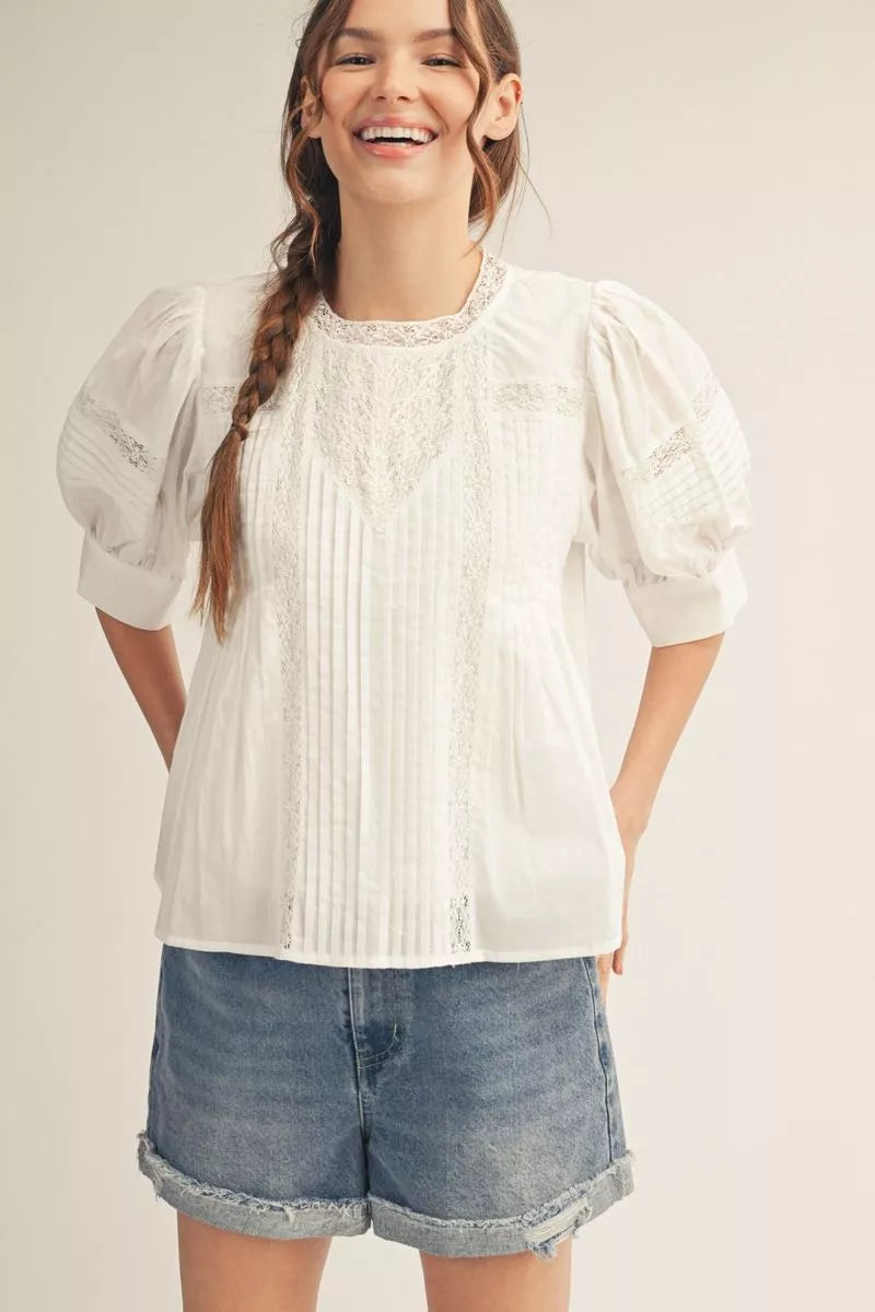Macie Lace Puff Sleeve Top