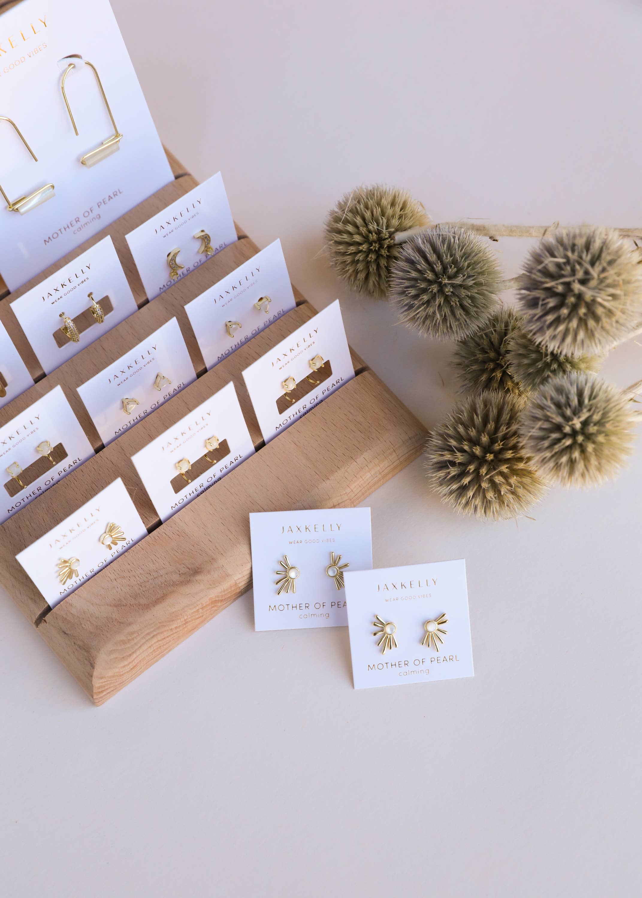 Sun Ray - Mother of Pearl - Gold Earrings