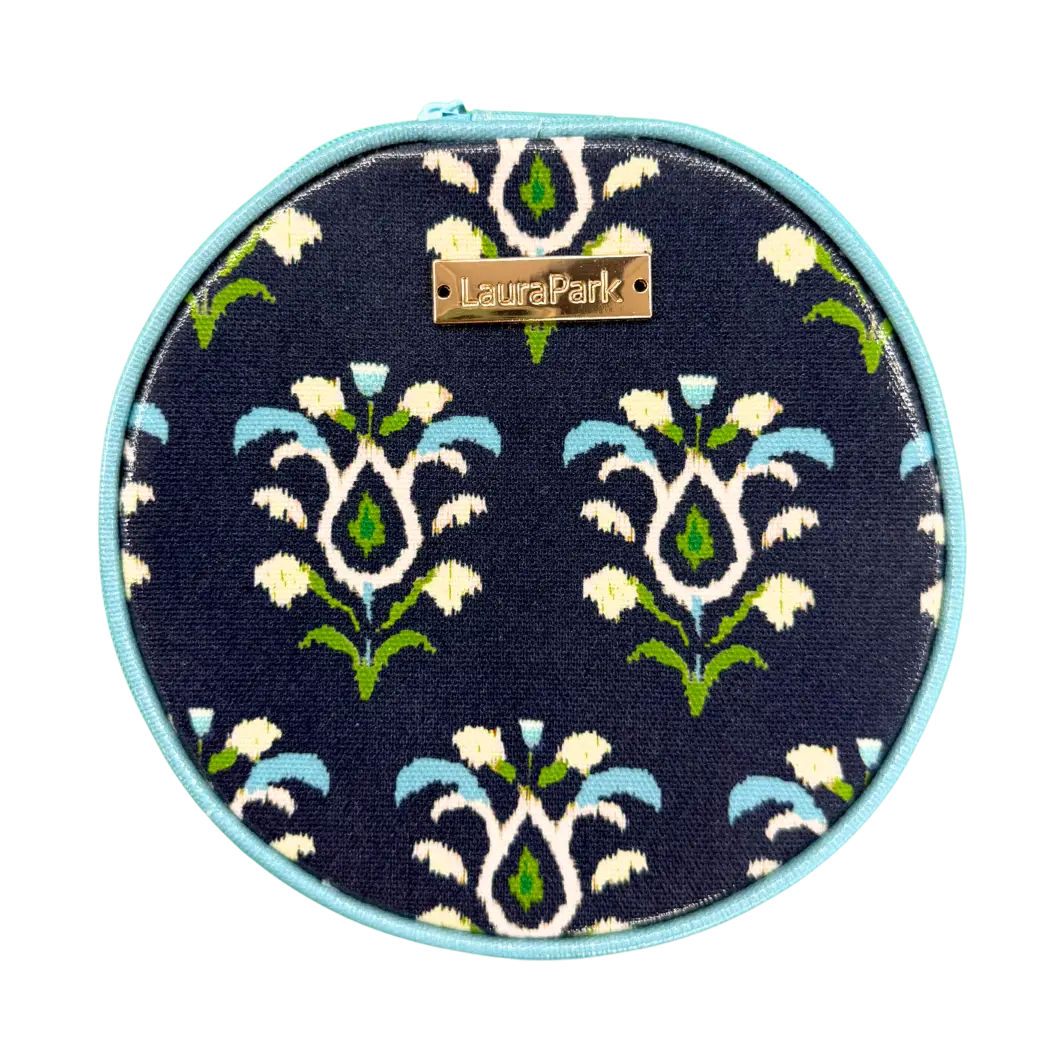 Rosemary Indigo Round Jewelry Case