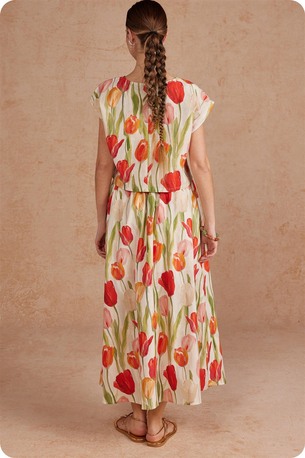 Ella Floral Linen Top & Skirt Set