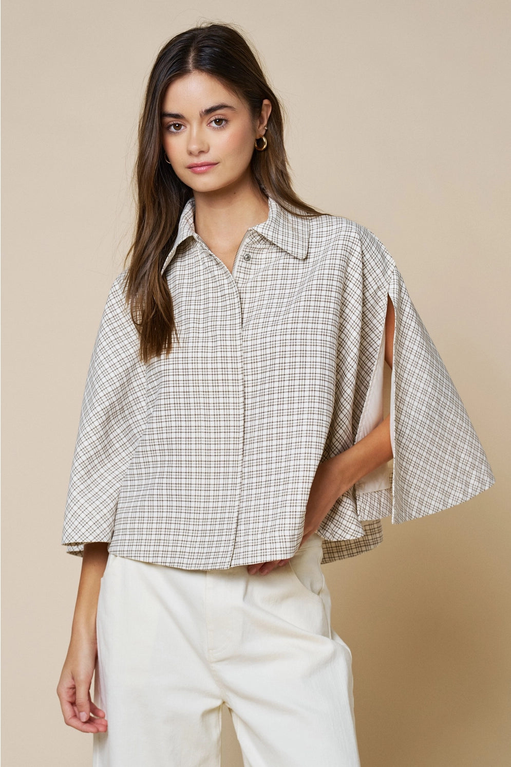 Taylor Plaid Poncho Jacket