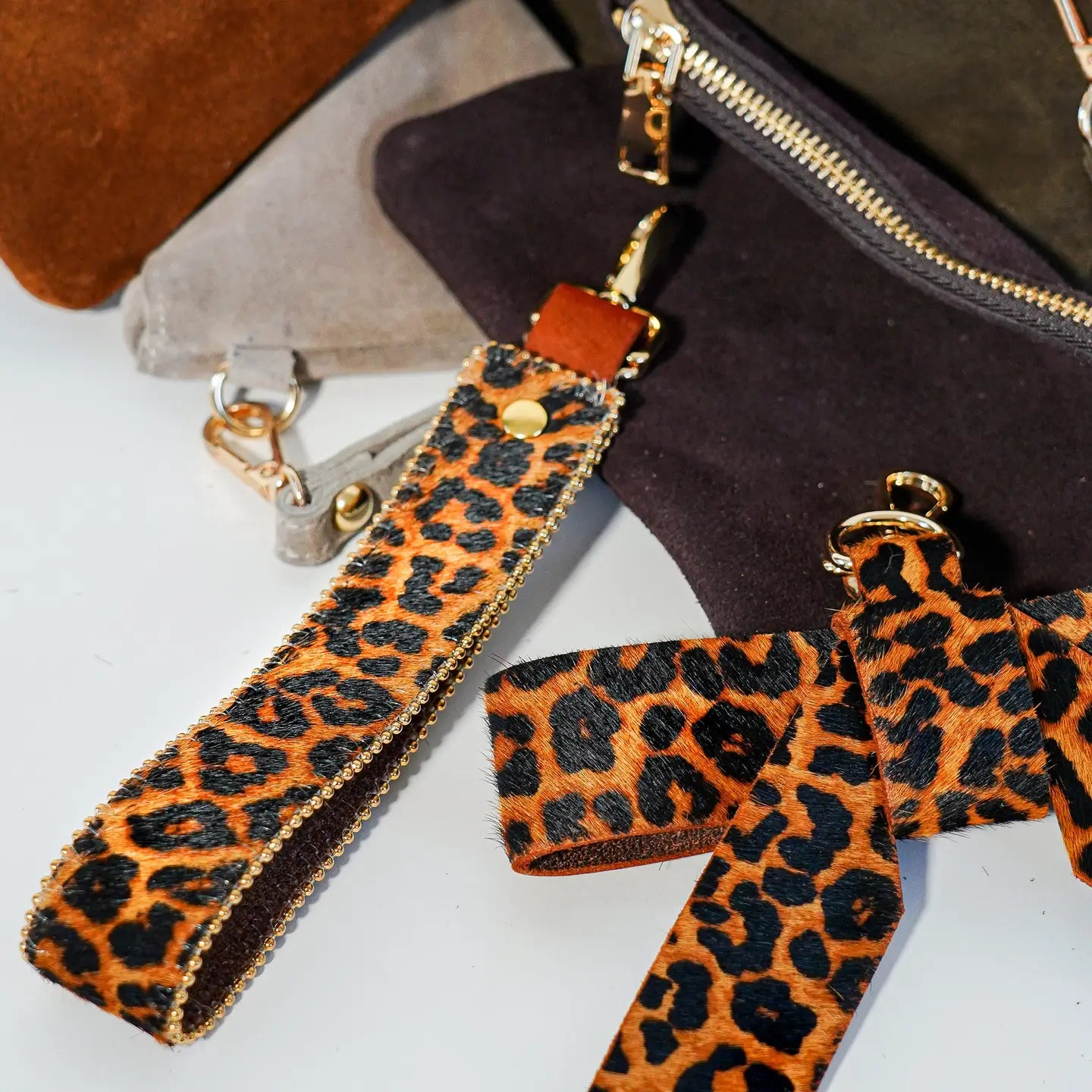 Zipper Lined Calf Hair Key Chain/Wristlet