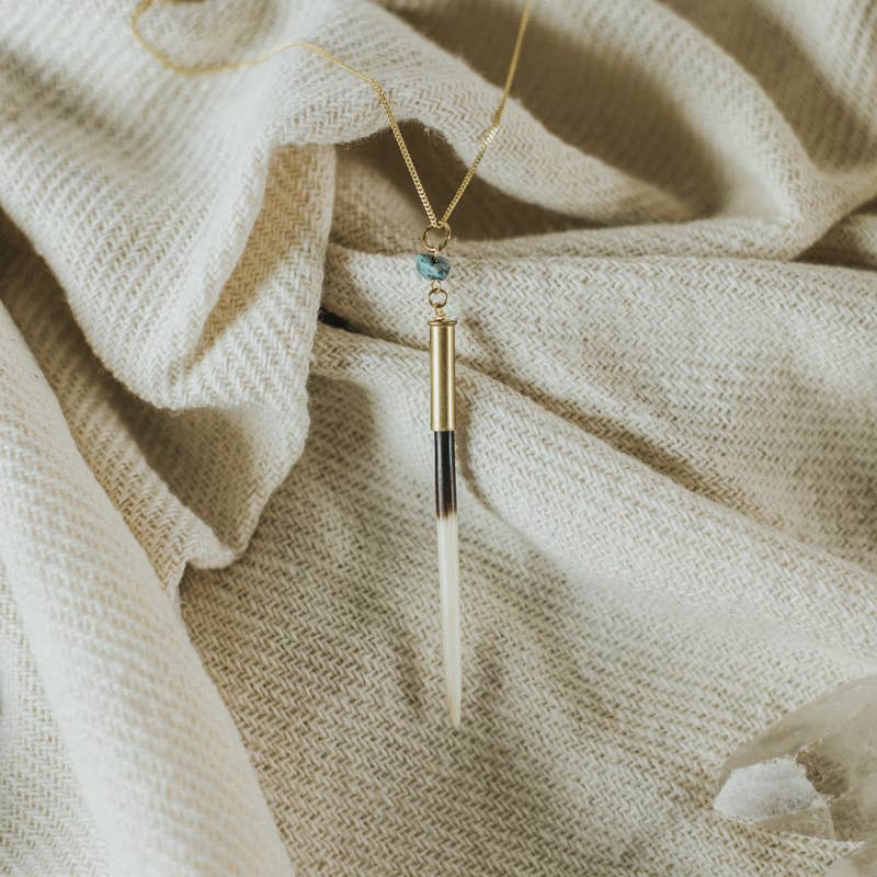 Beth Dutton Quill Necklace // Turquoise // 32"