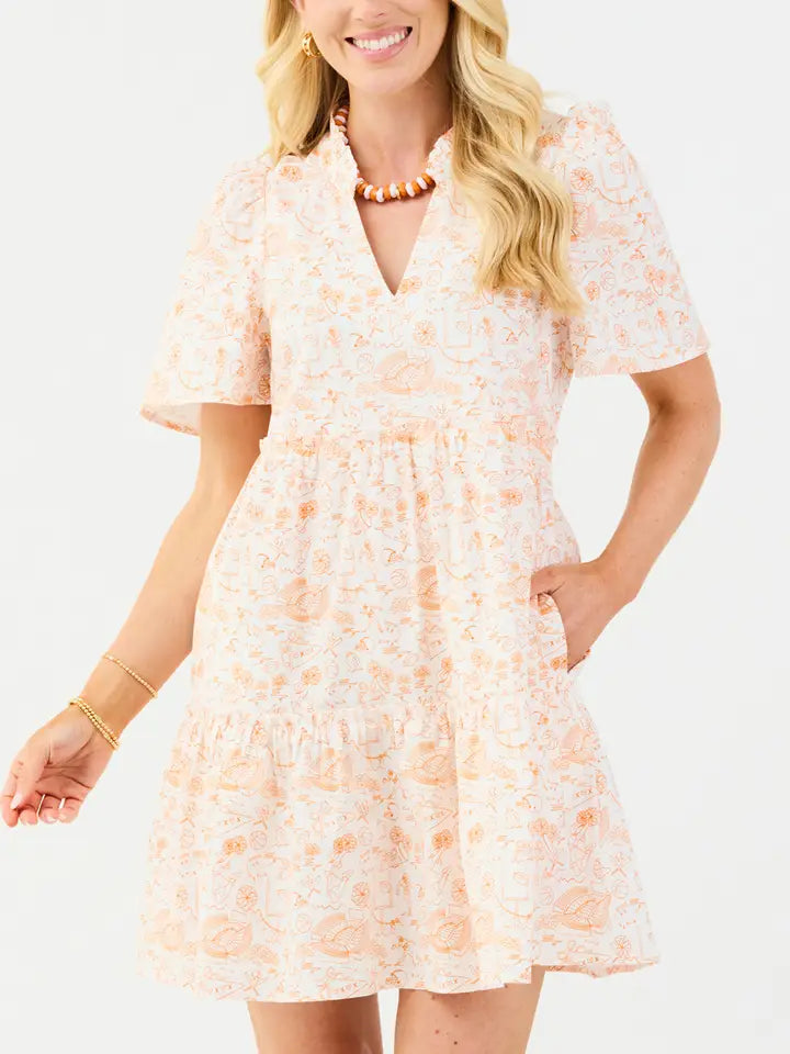 Ivy Mini Team Orange Toile Dress