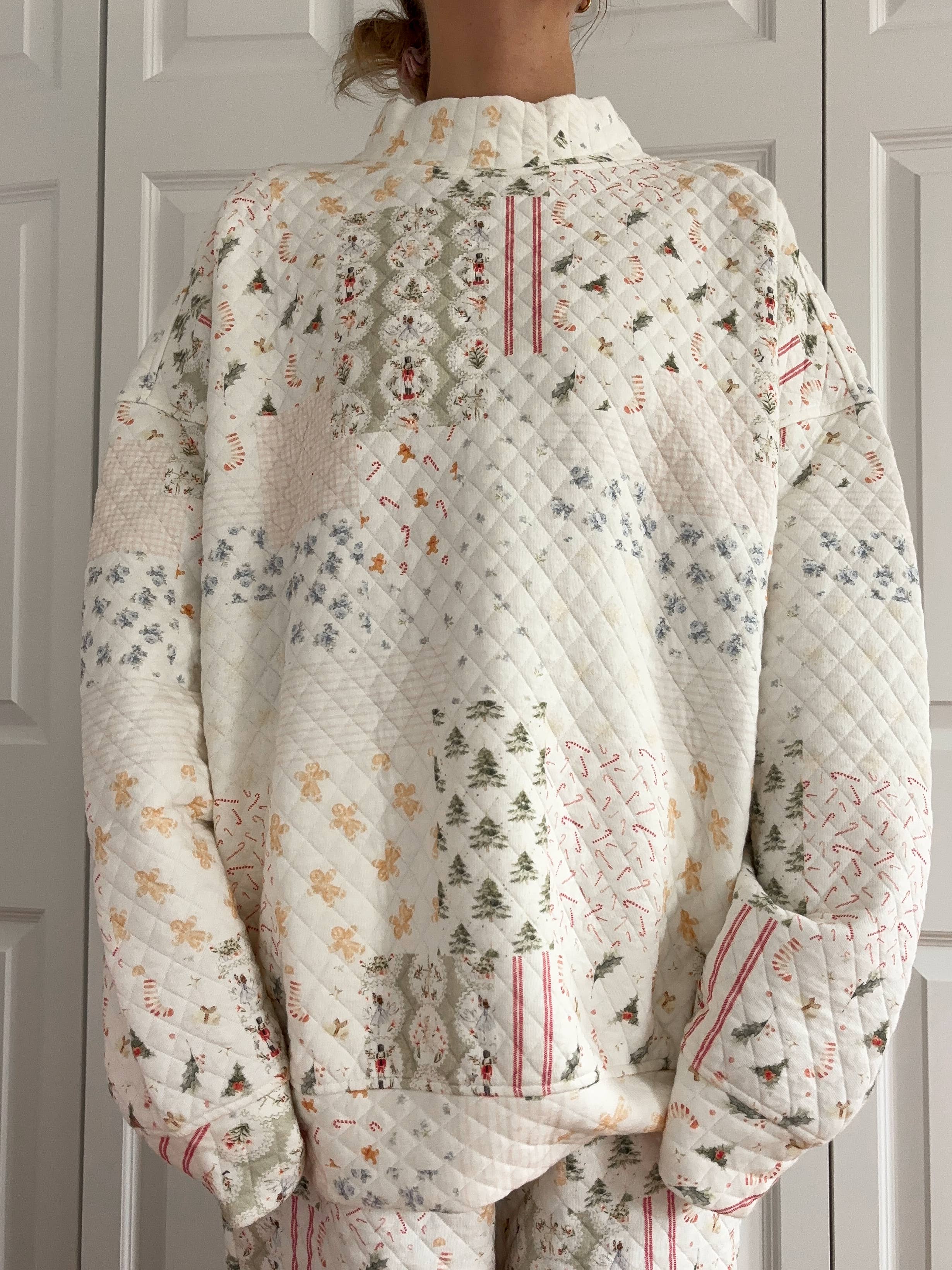 Christmas Holiday Quilted Mockneck Sweatshirt