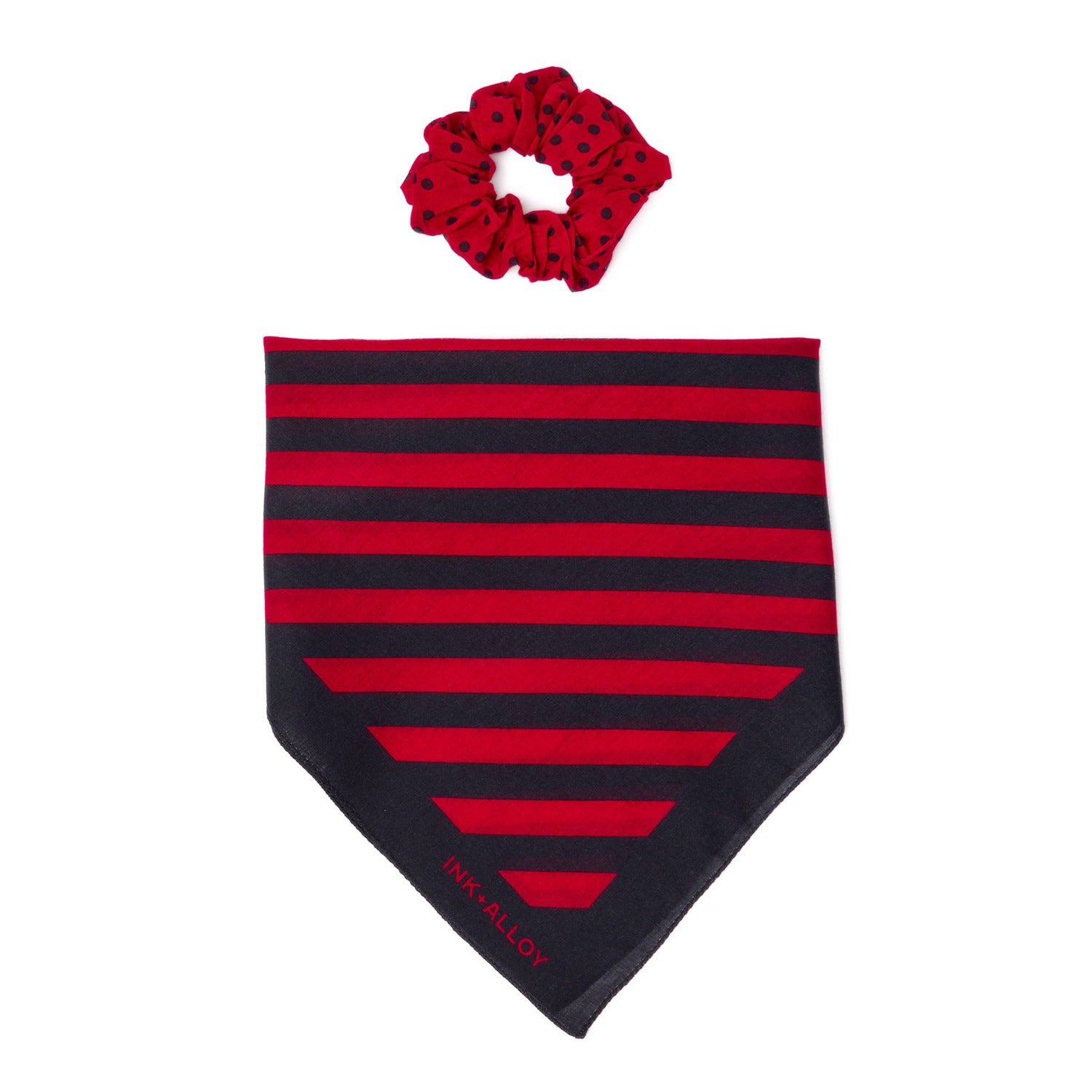 Gameday Scarf & Scunchie Set - Red & Black