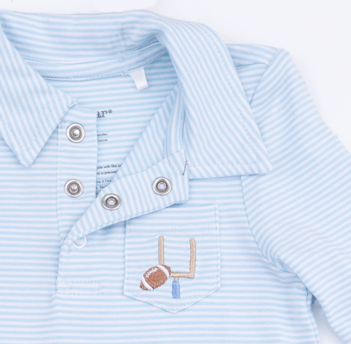Football Blue Micro Stripe Polo Romper