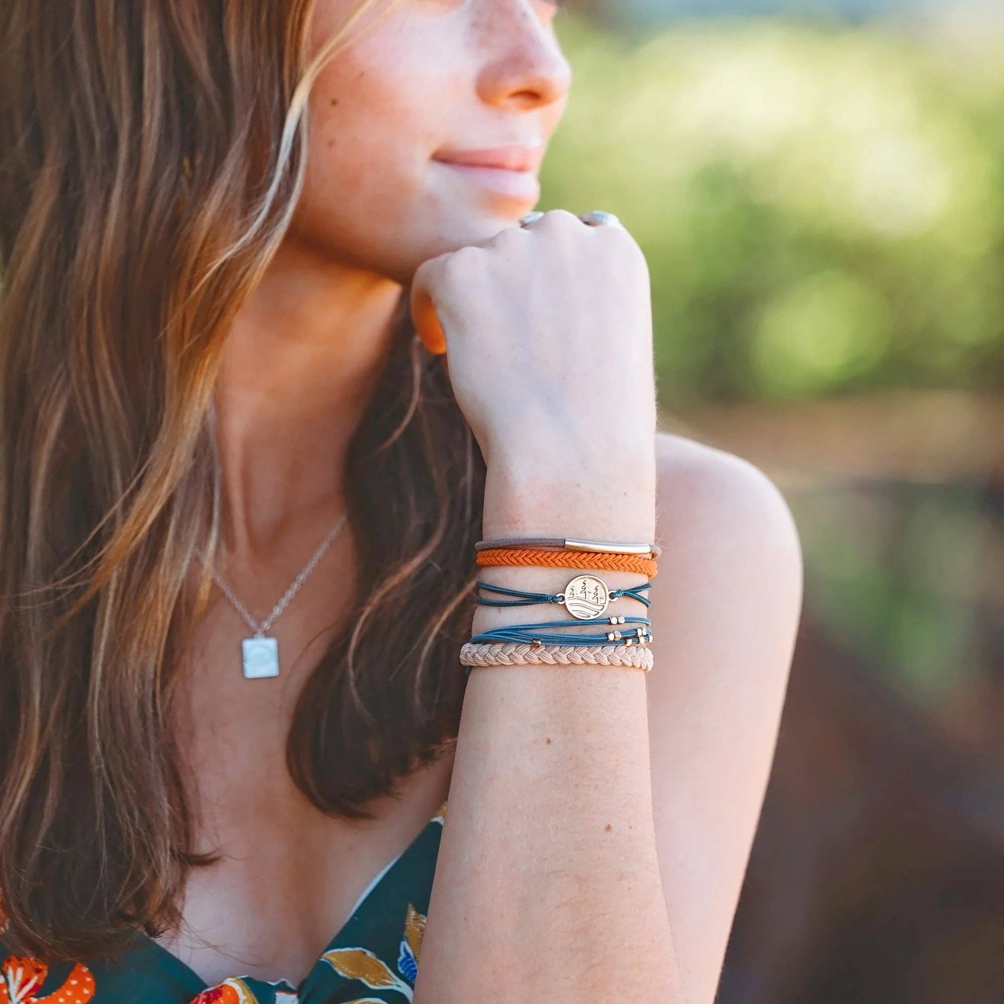 "Discover" Gold Pine Tree Charm Hair Tie Bracelets