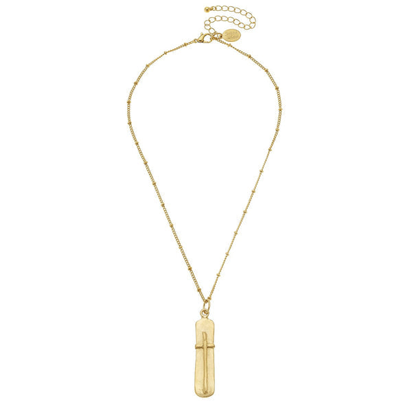 Susan Shaw | Dainty Bar Cross Necklace