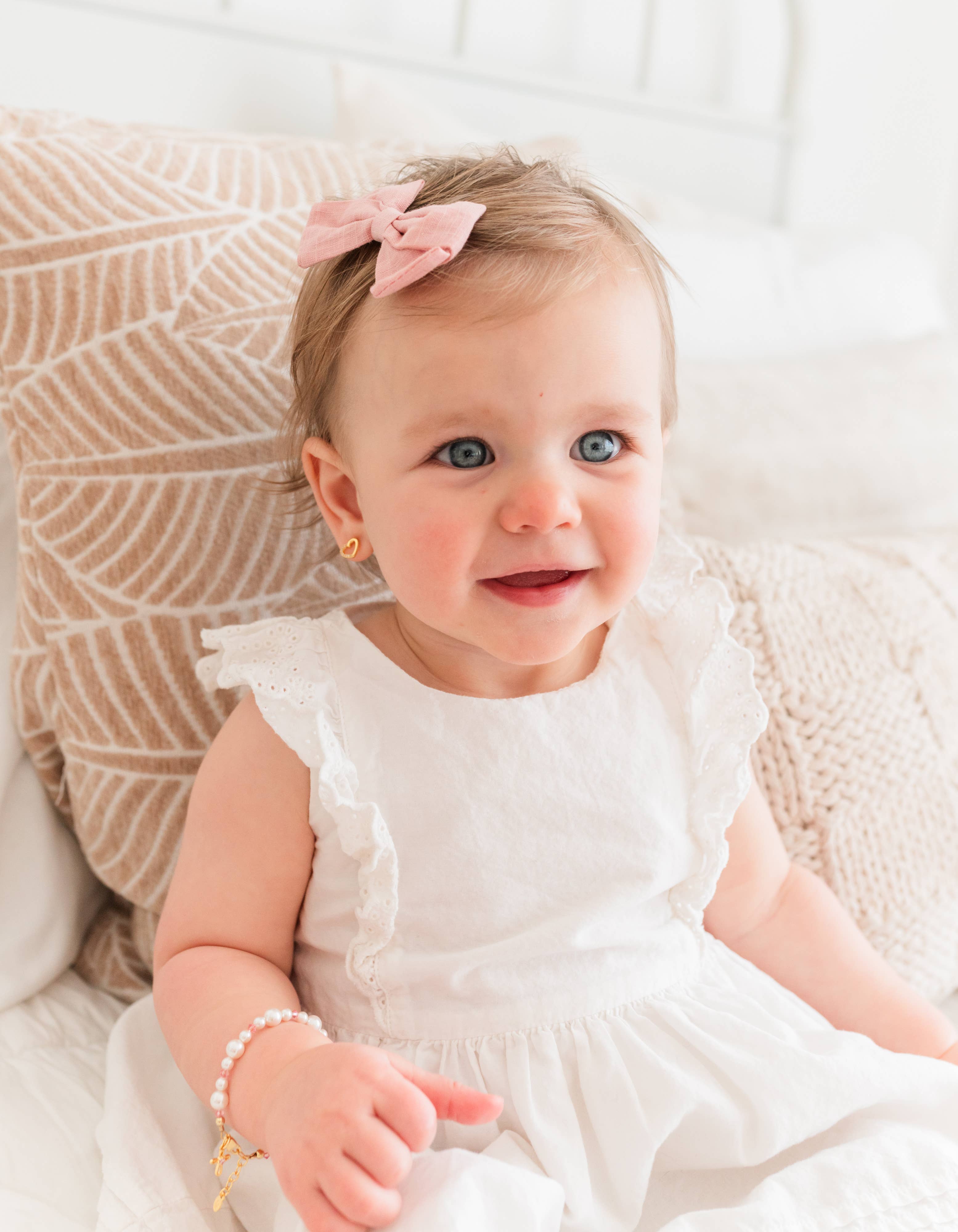 14K Gold Pink Cross Bracelet Baptism & First Communion Gift