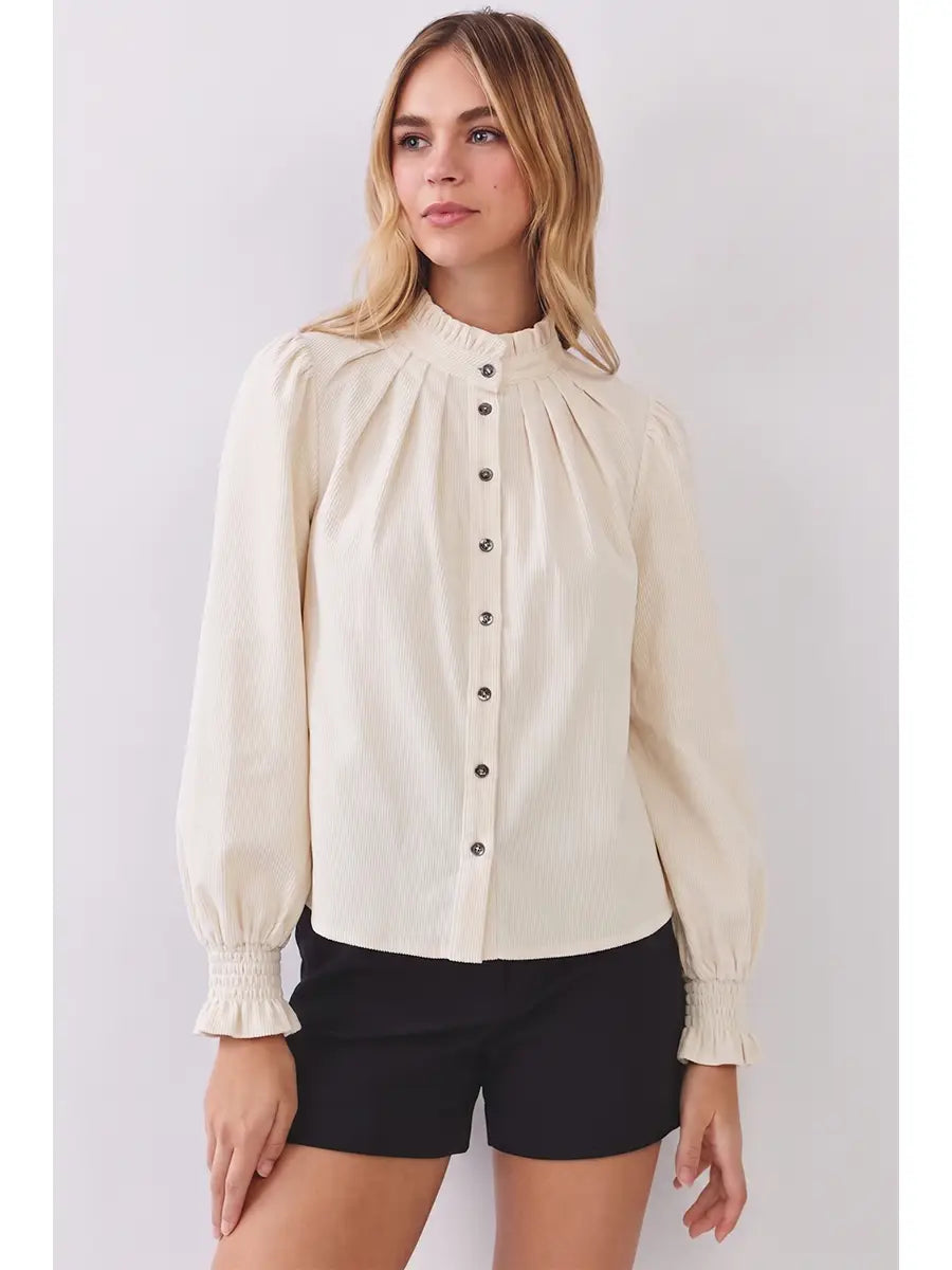 Morgan Corduroy Ruffled Top