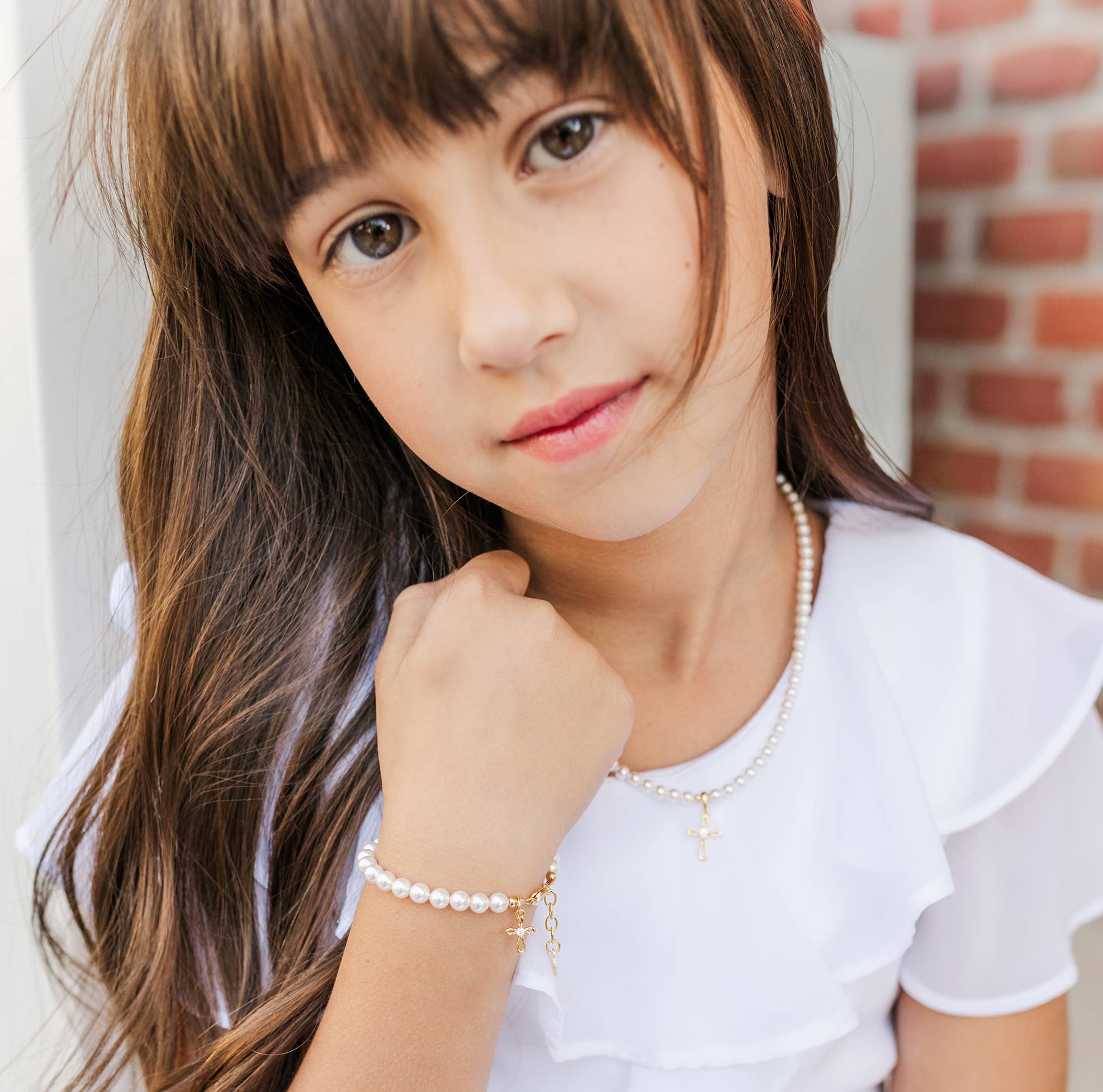 Jayde Girls 14k Gold Plated Baptism Cross Bracelet