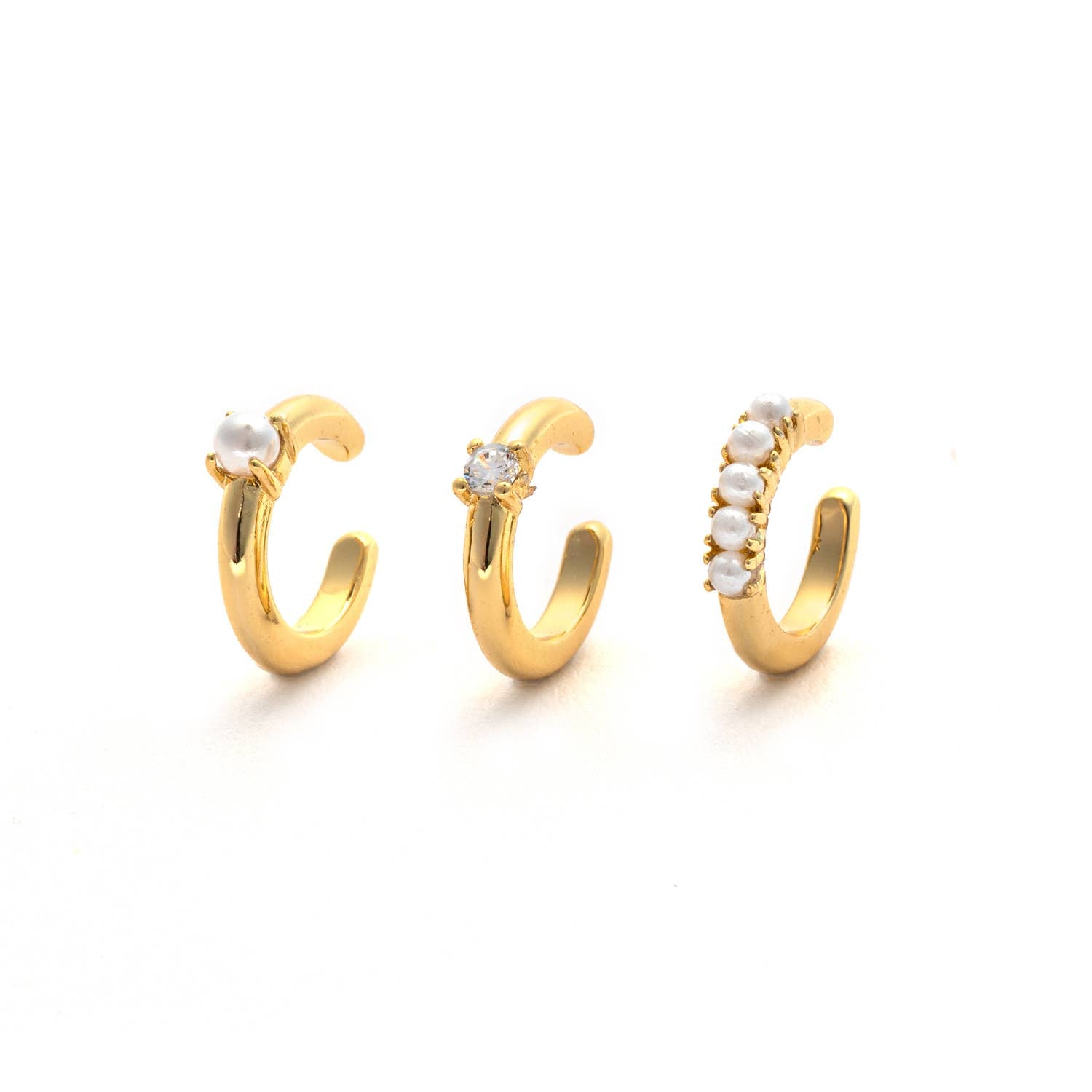 Pearl Trio Cuff Earrings