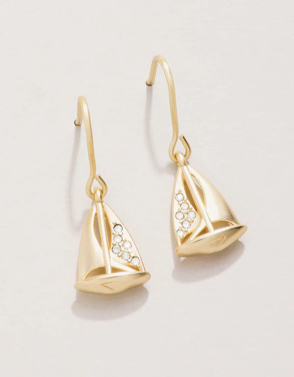 Spartina | Little Sailboat Earrings White Opal