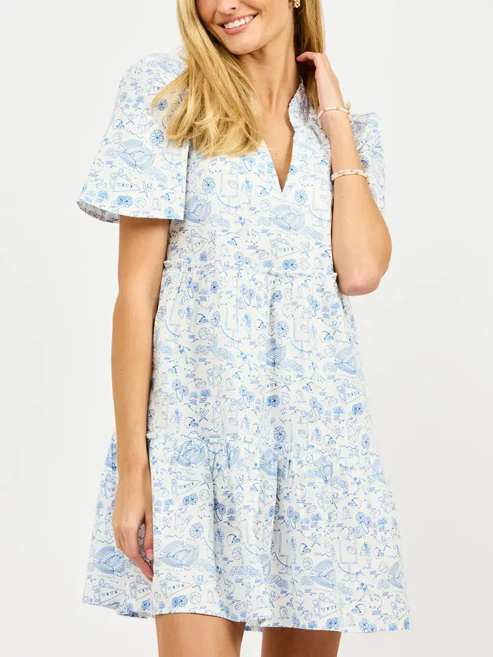 blue and white toile dress women Ivy Mini Team YGroup_caty-maxi Amoris T714 A-line Bridesmaid Length:30 front detail make this