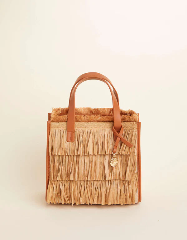 Spartina | Raffia Fringe Dune Satchel Nutmeg from Spartina