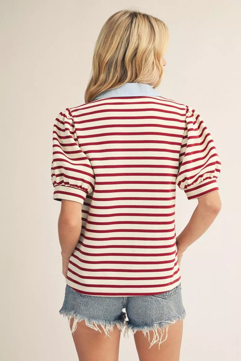 Rugby Short Sleeve Stripe Top