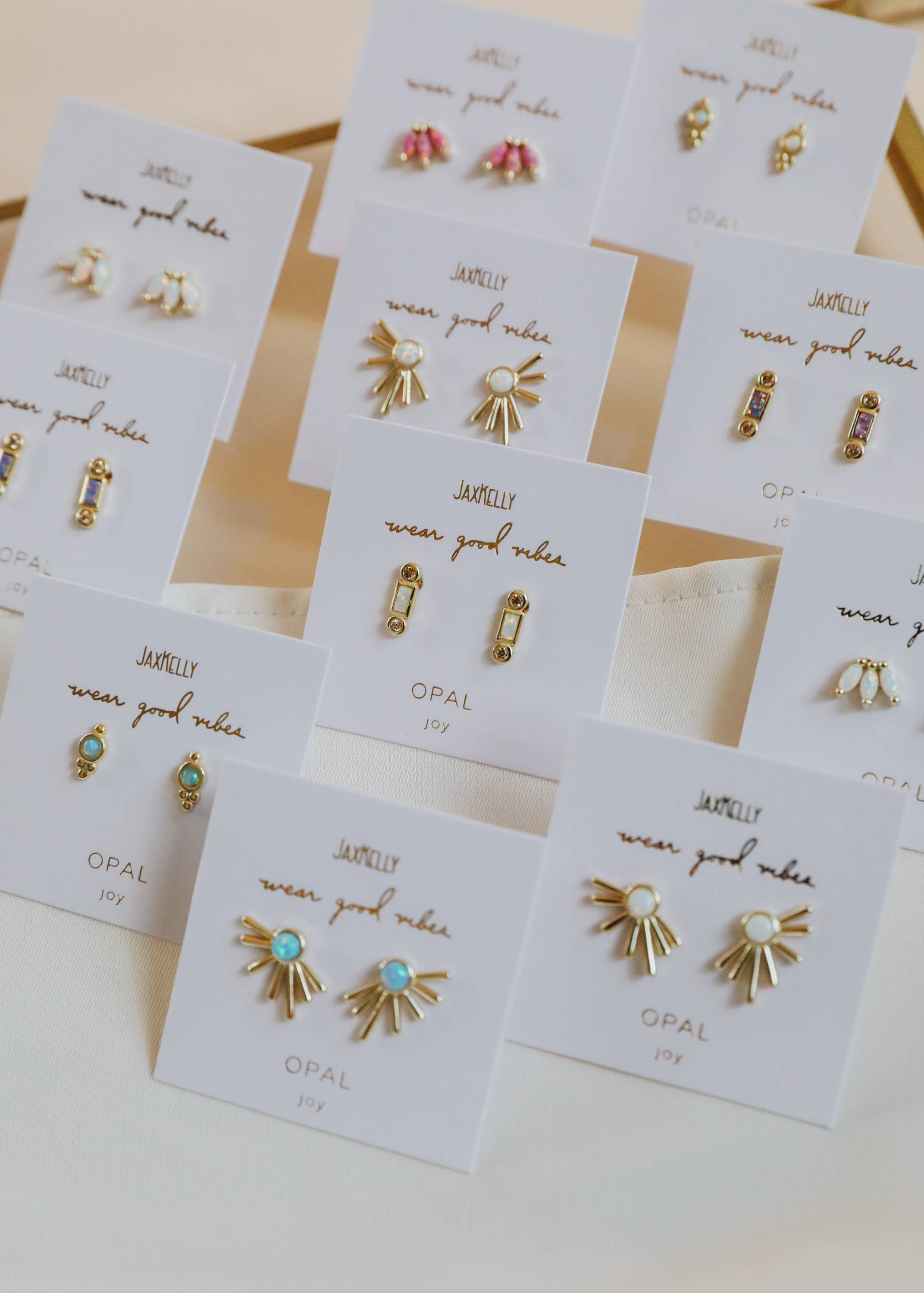 Sun Ray - Fire Opal - Gold Earrings