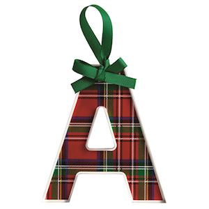 MudPie | Initial Tartan Ornaments