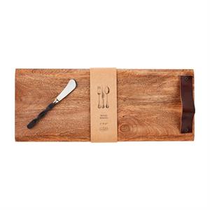 MudPie | Square Mango Wood Board with Leather Handle